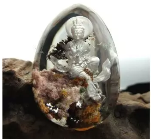 中国 玉石青晶石彫刻 双鶴刻 置物 唐木台付 V 9996 中国 玉石青晶石